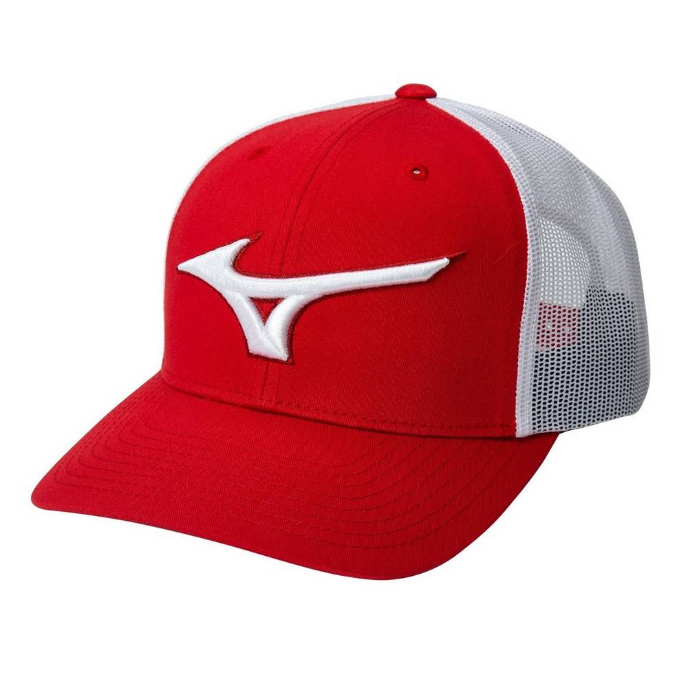 Chapéu Mizuno Baseball Diamond Trucker - Homem - Vermelhas/Branco - OGUEZ3749